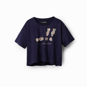 Cropped T-shirt met madeliefjes - BLUE - 5/6