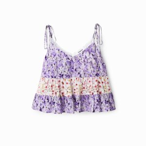 Singlet met bloemen - RED - S