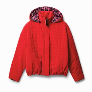 Kort gewatteerd jack met capuchon - RED - M