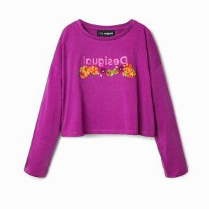 Kort T-shirt met bloemenprint - RED - 11/12