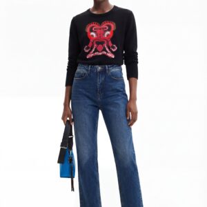 Straight fit cropped jeans - BLUE - 40