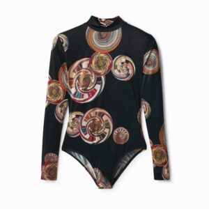 Slim fit body met cirkels - BLACK - L