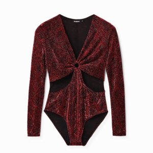 Glimmende body met cut-out - RED - L