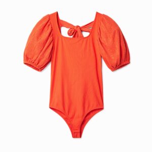 Body met pofmouwen - ORANGE - M