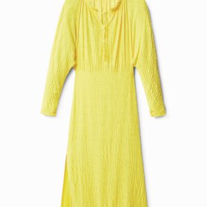 Midi-jurk met textuur - YELLOW - XS