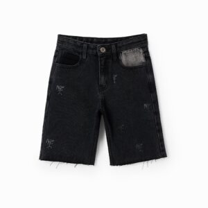 Spijkerbermuda met Now - BLACK - 11/12