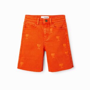 Spijkerbermuda met Now - ORANGE - 3/4