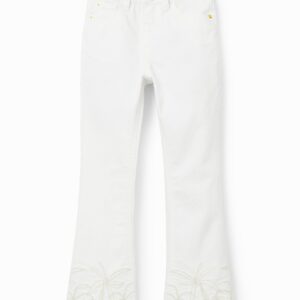 Lange flared jeans met borduursels - WHITE - 13/14