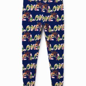 Legging met bloemen en Love - BLUE - S