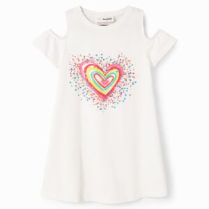 T-shirtjurk met cut-outs en hart - WHITE - 13/14
