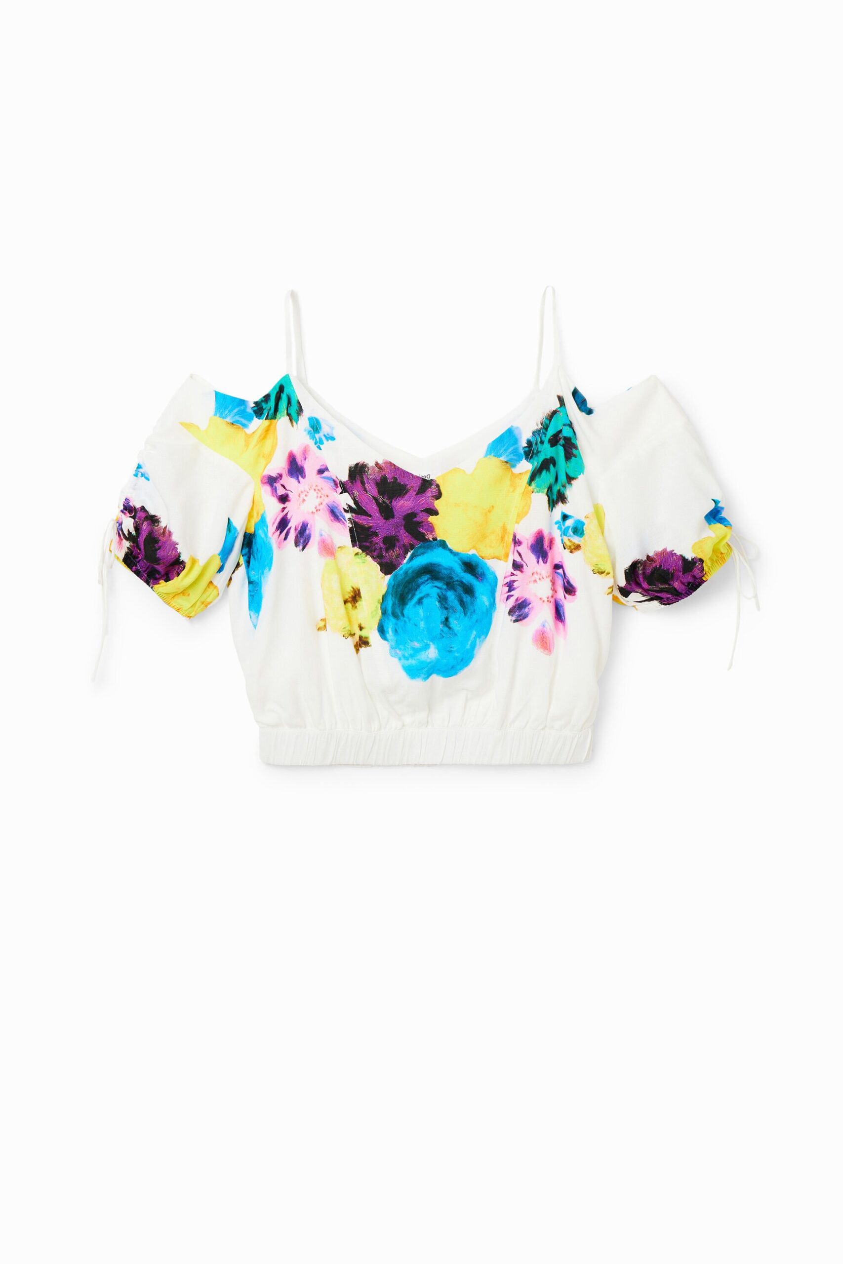 Korte aangerimpelde blouse met bloemen M. Christian Lacroix - WHITE - XS