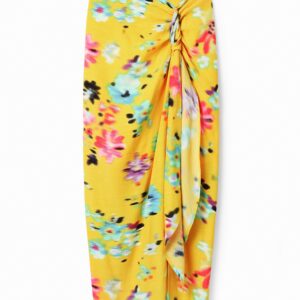 Midi-rok met split en sjaal - YELLOW - M