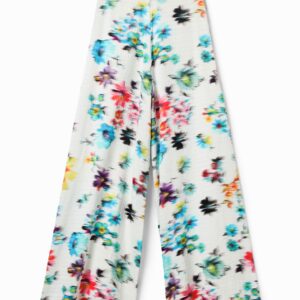 Maxi-broek met onscherpe bloemen - WHITE - XL