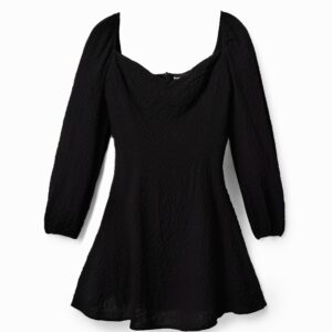 Kort wijd uitlopend slim fit jurkje - BLACK - M