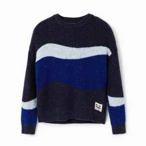 Jacquard trui met golven - BLUE - L