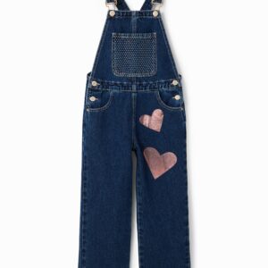 Denim tuinbroek met harten - BLUE - 9/10