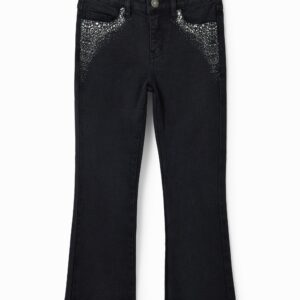 Glimmende flared jeans - BLACK - 7/8