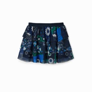 Tulen minirok met bloemen - BLUE - 11/12