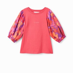 Gepoft shirt met bloemen - RED - 11/12