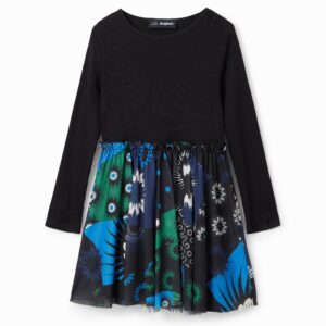 Gecombineerde jurk met geometrische patch - BLUE - 9/10