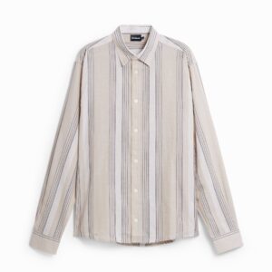 Overhemd met lange mouwen en geborduurde strepen - WHITE - M