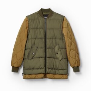 Gewatteerd bomberjack met afneembare mouwen - GREEN - XL