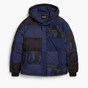 Gewatteerde jas met patches - BLUE - M