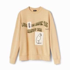 Sweatshirt met tekst en patches - BROWN - S