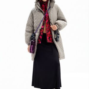 Gewatteerde jas met pofmouwen - BLACK - XL