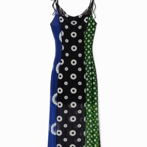 Midi-lingeriejurk met geometrische print - GREEN - M