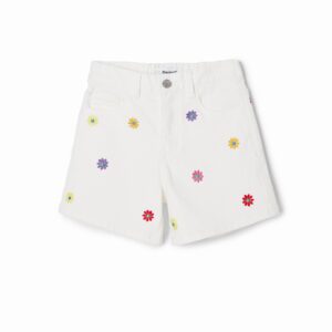 Spijkershort madeliefjes - WHITE - 9/10