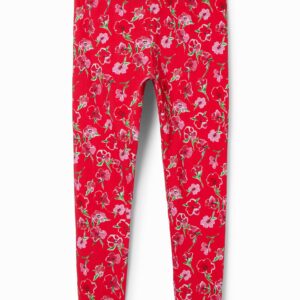 Lange legging met bloemen - RED - M