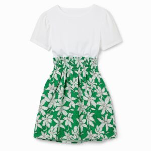 Gecombineerde jurk bloemen - GREEN - 11/12