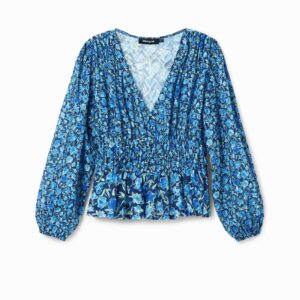 Plumeti blouse met bloemen - BLUE - XS
