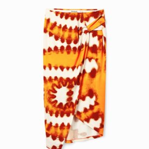 Midi-wikkelrok tie-dye - ORANGE - S