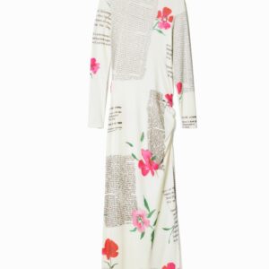 Aansluitende midi-jurk tekst - WHITE - XL