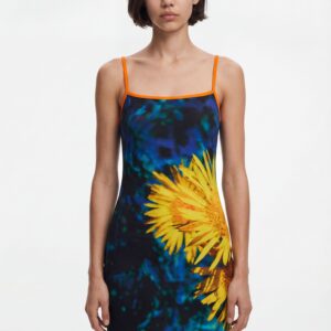 Zonnebloemen midi-jurk - BLUE - M