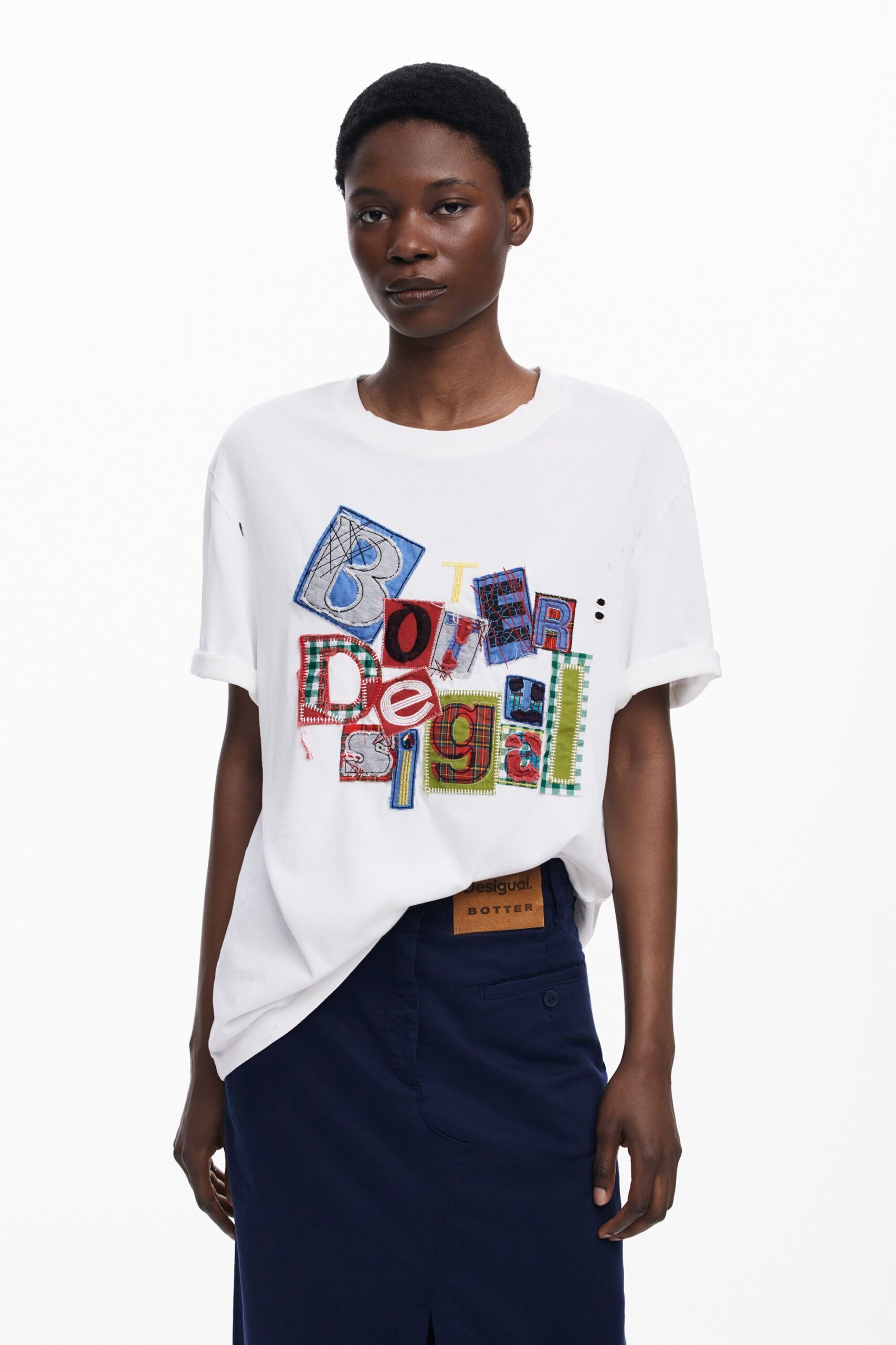 T-shirt met korte mouwen patch Botter - WHITE - L