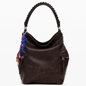 Rugzak van suède-effect met groot logo - BROWN - U