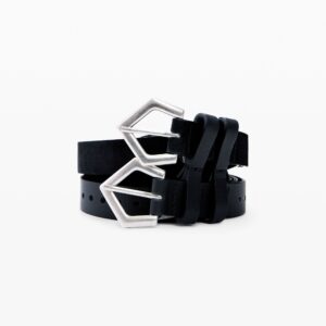 Dubbele leren riem - BLACK - 90
