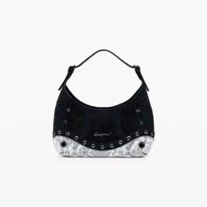 Kleine slangenleren tas met studs - BLACK - U