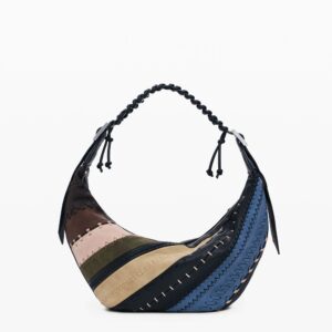 Middelgrote patchwork schoudertas - BROWN - U