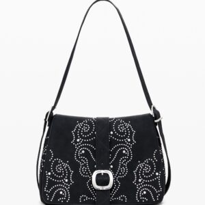 Kleine crossbody tas met leerlook en studs - BLACK - U
