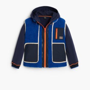 Afneembare jas met schapenvacht - BLUE - 3/4