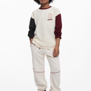 T-SHIRT MET CONTRASTERENDE MOUWEN - WHITE - 7/8