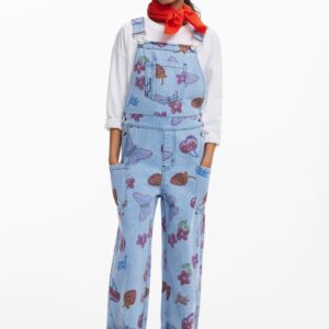Denim tuinbroek met fruitprint - BLUE - 7/8
