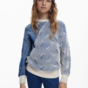 Gestreepte textuurtrui - BLUE - 5/6