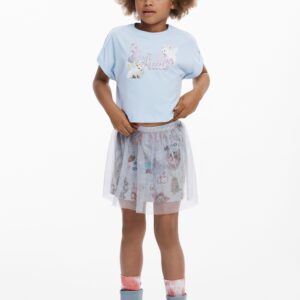 Cropped T-shirt met glanzend logo en konijnen - GREEN - 7/8