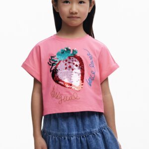 Cropped T-shirt aardbei pailletten - RED - 5/6