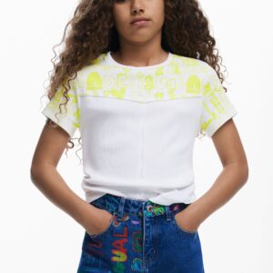 T-shirt met korte mouwen en lettering - YELLOW - 11/12